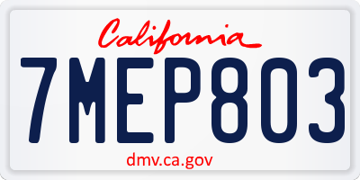 CA license plate 7MEP803