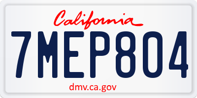 CA license plate 7MEP804