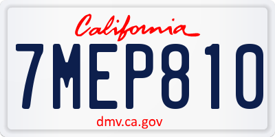 CA license plate 7MEP810