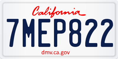 CA license plate 7MEP822