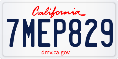 CA license plate 7MEP829