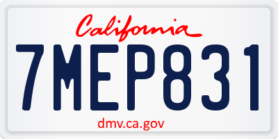 CA license plate 7MEP831