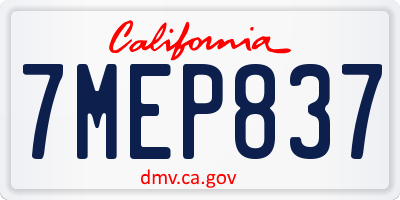 CA license plate 7MEP837