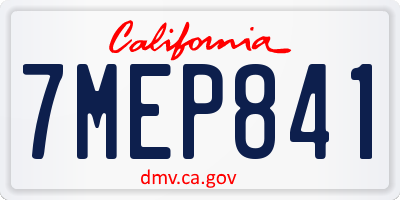 CA license plate 7MEP841