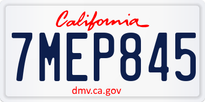 CA license plate 7MEP845