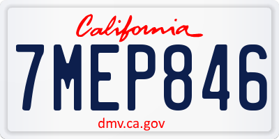 CA license plate 7MEP846