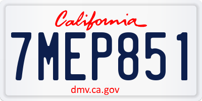 CA license plate 7MEP851