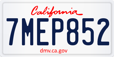 CA license plate 7MEP852
