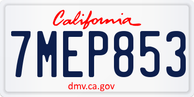 CA license plate 7MEP853