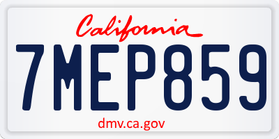 CA license plate 7MEP859