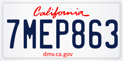 CA license plate 7MEP863