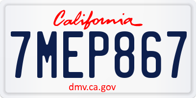 CA license plate 7MEP867