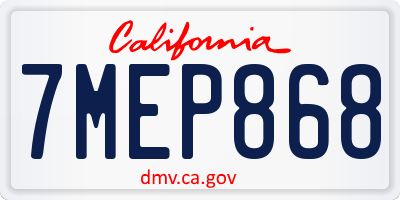 CA license plate 7MEP868