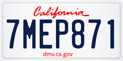 CA license plate 7MEP871