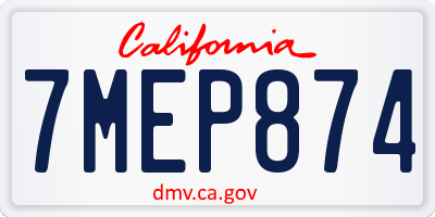CA license plate 7MEP874