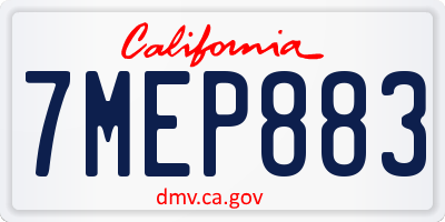 CA license plate 7MEP883