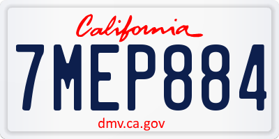 CA license plate 7MEP884
