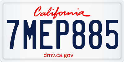 CA license plate 7MEP885