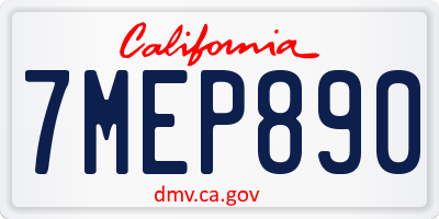 CA license plate 7MEP890