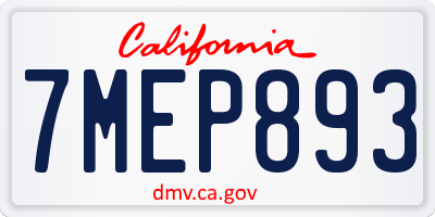 CA license plate 7MEP893