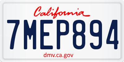 CA license plate 7MEP894