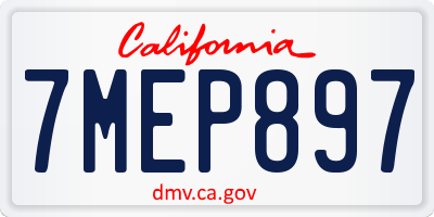 CA license plate 7MEP897