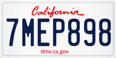 CA license plate 7MEP898