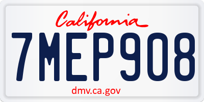 CA license plate 7MEP908