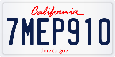 CA license plate 7MEP910
