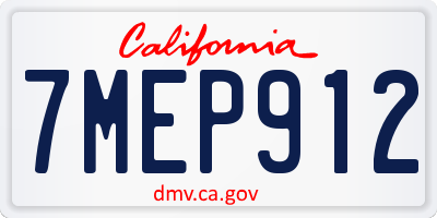 CA license plate 7MEP912