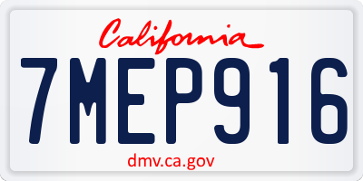 CA license plate 7MEP916