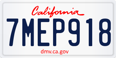 CA license plate 7MEP918
