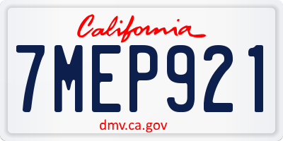 CA license plate 7MEP921