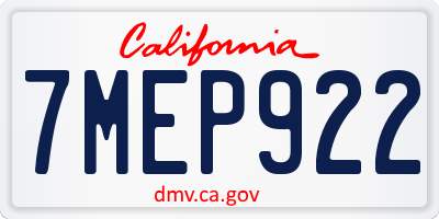 CA license plate 7MEP922