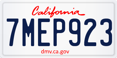 CA license plate 7MEP923