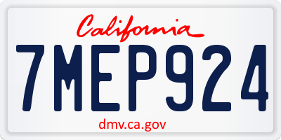CA license plate 7MEP924