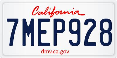CA license plate 7MEP928