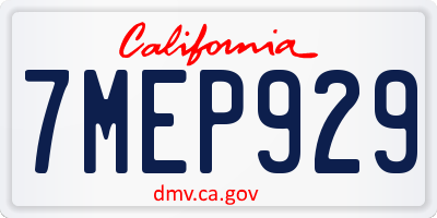 CA license plate 7MEP929