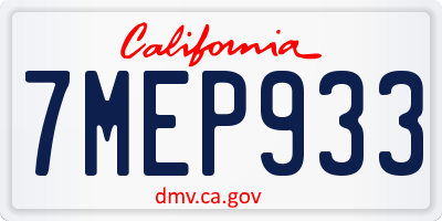 CA license plate 7MEP933