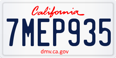 CA license plate 7MEP935