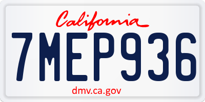 CA license plate 7MEP936