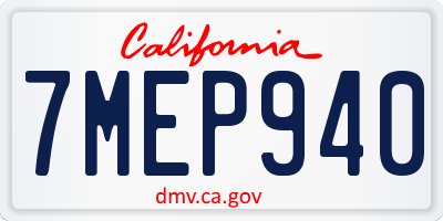 CA license plate 7MEP940