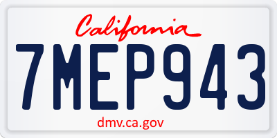 CA license plate 7MEP943