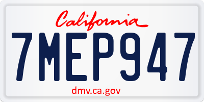 CA license plate 7MEP947