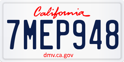 CA license plate 7MEP948