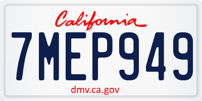 CA license plate 7MEP949