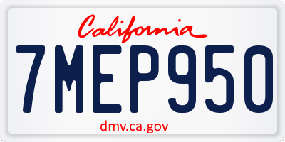 CA license plate 7MEP950
