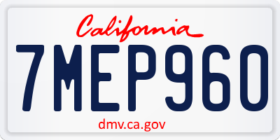 CA license plate 7MEP960