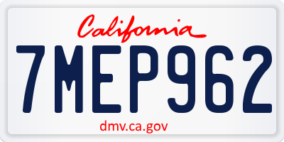 CA license plate 7MEP962