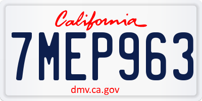 CA license plate 7MEP963